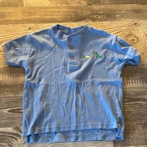 Vintage Carter's Blue Button Down Shirt with Dinosaur embroidered